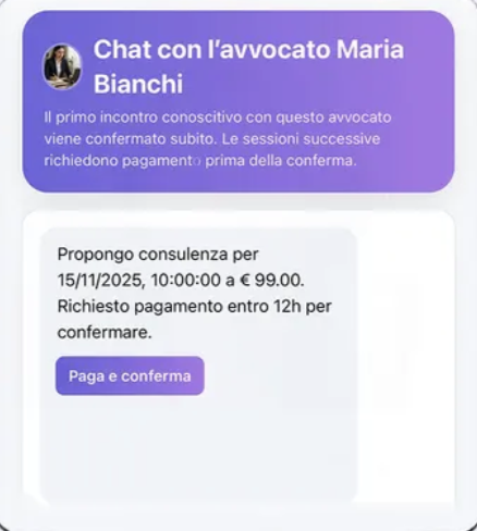 Chat con proposta di consulenza legale