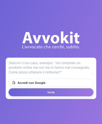 Form di Avvokit per descrivere il problema legale